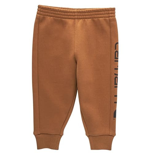 Carhartt Baby Boys' Fleece Joggers Sweatpants Knit Pants, Brown, Toddler 2T | Amazon (US)