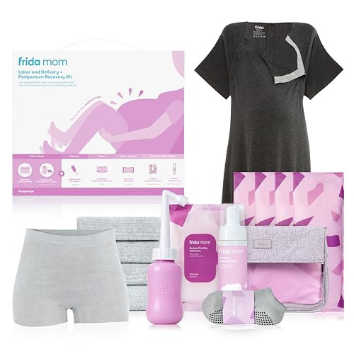 Frida Mom 15pc Labor & Postpartum Kit Gift Set for Baby Showers & Mom to Be, Includes Peri Bottle, Nursing Gown, Disposable Underwear, Ice Maxi Pads, Pad Liners, Perineal Foam, Socks & Toiletry Bag | Amazon (US)
