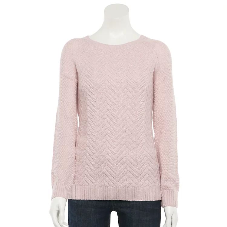 Women's Sonoma Goods For Life® Lattice-Front Raglan Crewneck Sweater | Kohl's