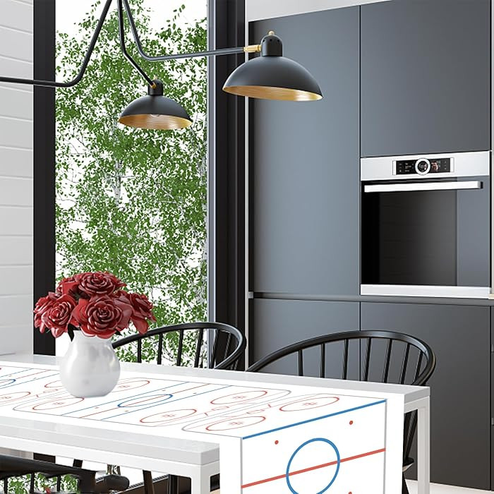 Oringaga Hockey Party Table Runner Sport Tablecloth - Hockey Skiing Birthday Party Decoration Sup... | Amazon (US)