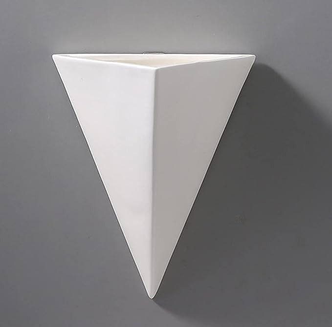 Ceramic Vase White Triangle Wall Mounted Plant Holder Vase Ceramic Plant Flower Wall Planter Succ... | Amazon (US)