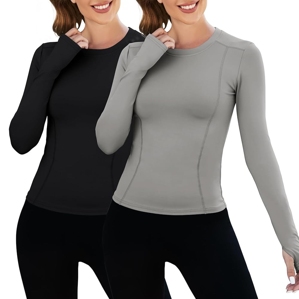 Loovoo Women Workout Shirts 1/2/3 Pack Athletic Compression Tee Dry Fit Yoga Gym Basic Tops | Amazon (US)