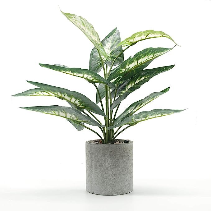 Velener 15" Artificial Potted Green Leaf Plant in Pot for Desk Top Decor (Taro Leaf) | Amazon (US)