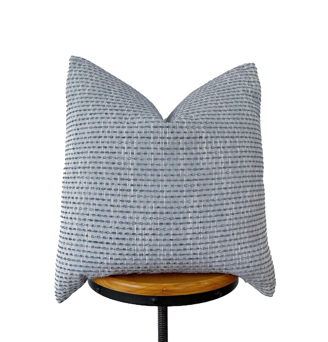 Blue Gray Striped Pillow Cover - Etsy | Etsy (US)