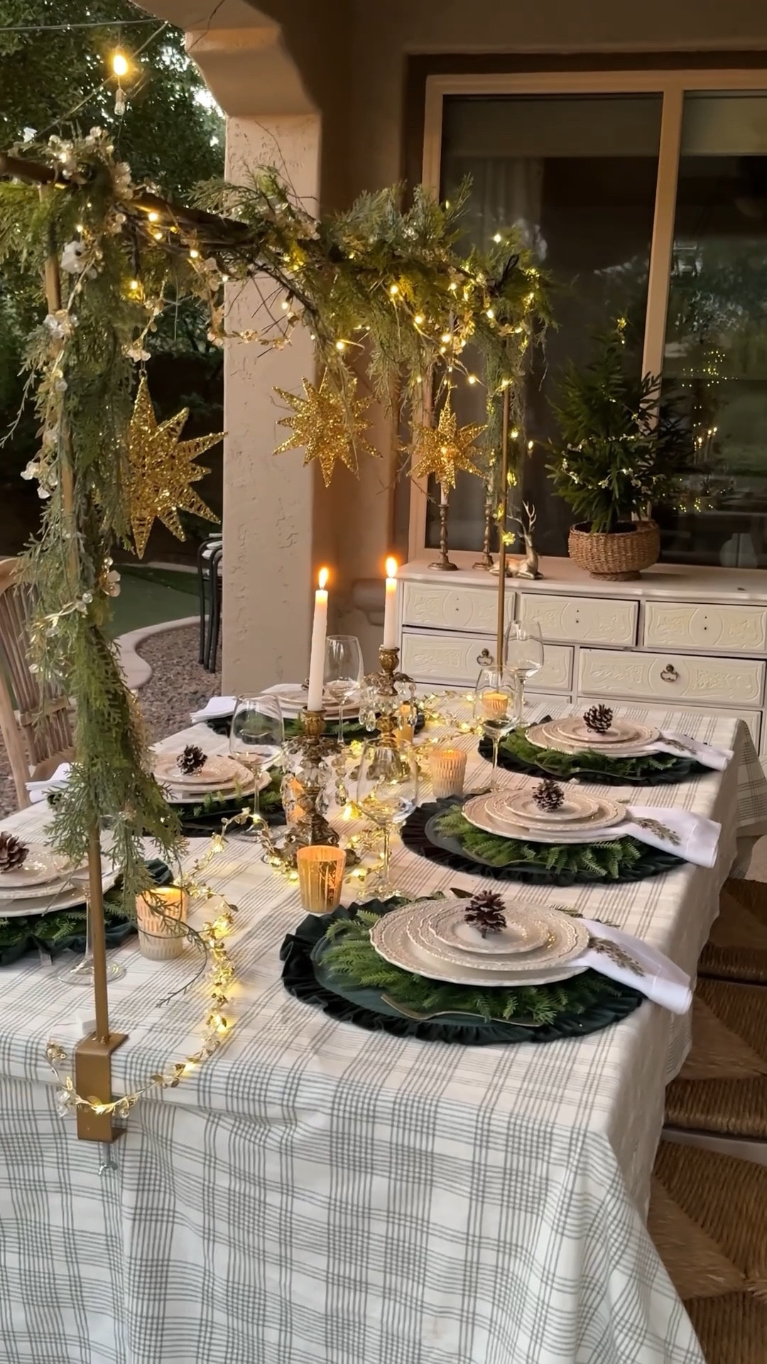 A winter alfresco table using a statement making table rod. 

Most of the items I used here, are things I’ve owned for several years. So I found similar options to link. 

Actual plates, napkins and velvet placemats are from Arte Italica & Crown Linen Designs (but can’t be linked here)

#tablescape #christmastable #holidaytable 

#LTKHoliday 

#LTKHome #LTKSeasonal