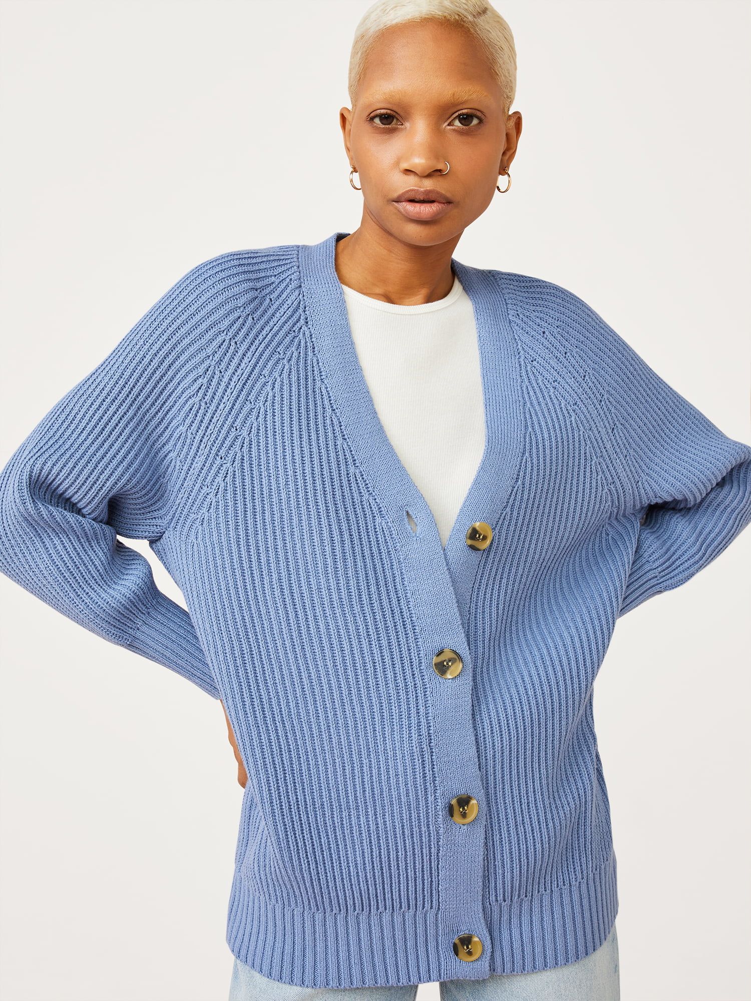 Free Assembly Women's V-Neck Cardigan Sweater | Walmart (US)
