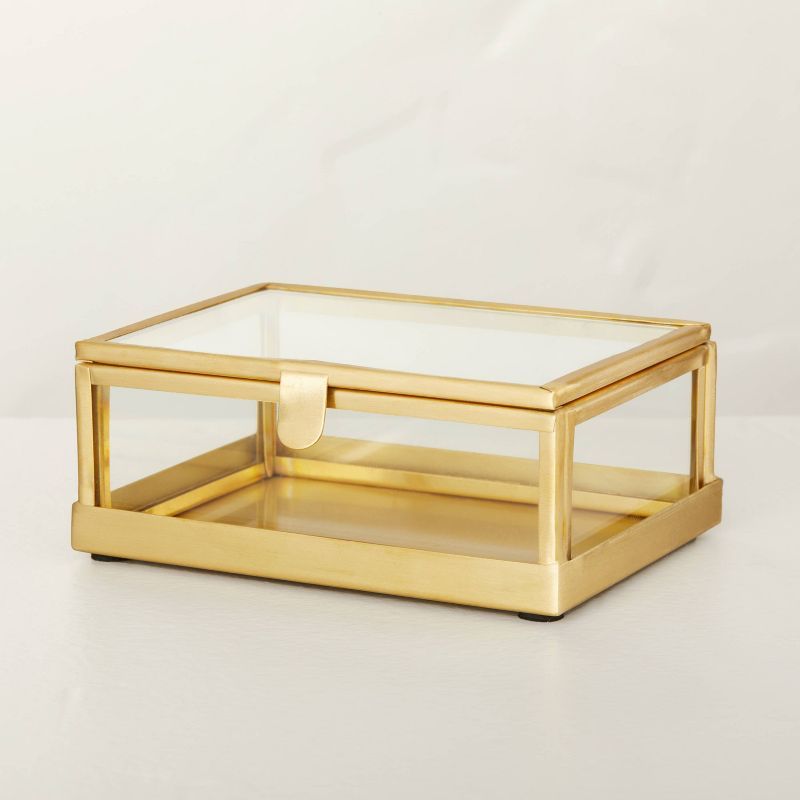 3" x 4" Metal & Glass Trinket Box Brass Finish - Hearth & Hand™ with Magnolia | Target