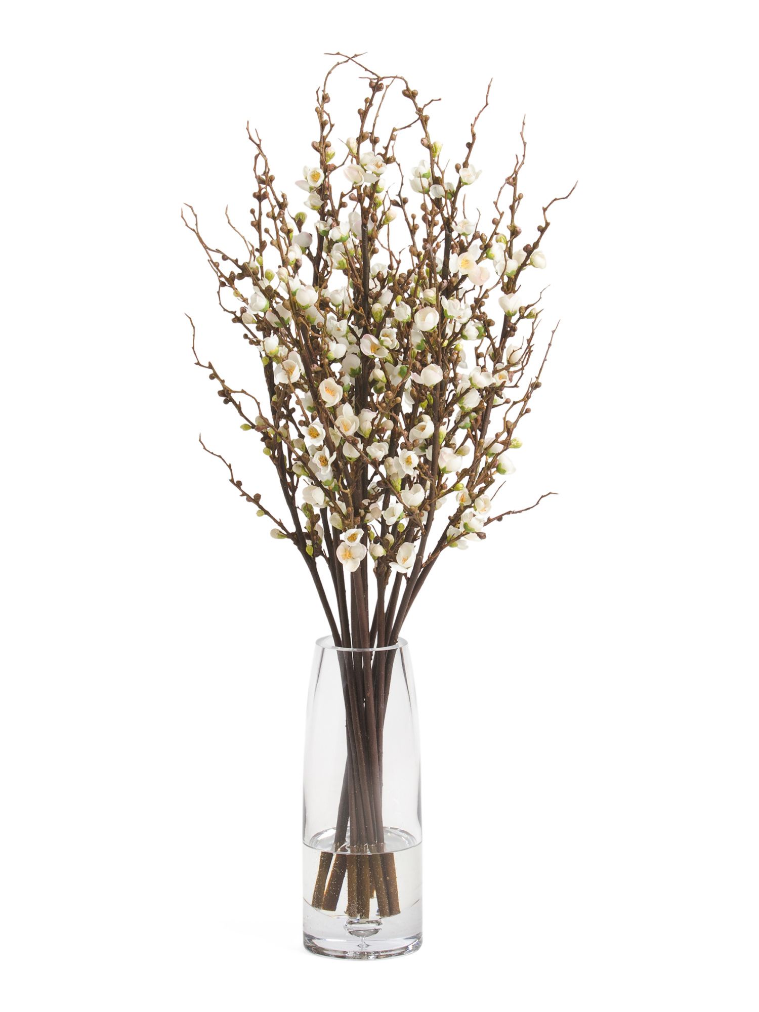 33in Peach Blossom Branches In Glass Vase | TJ Maxx