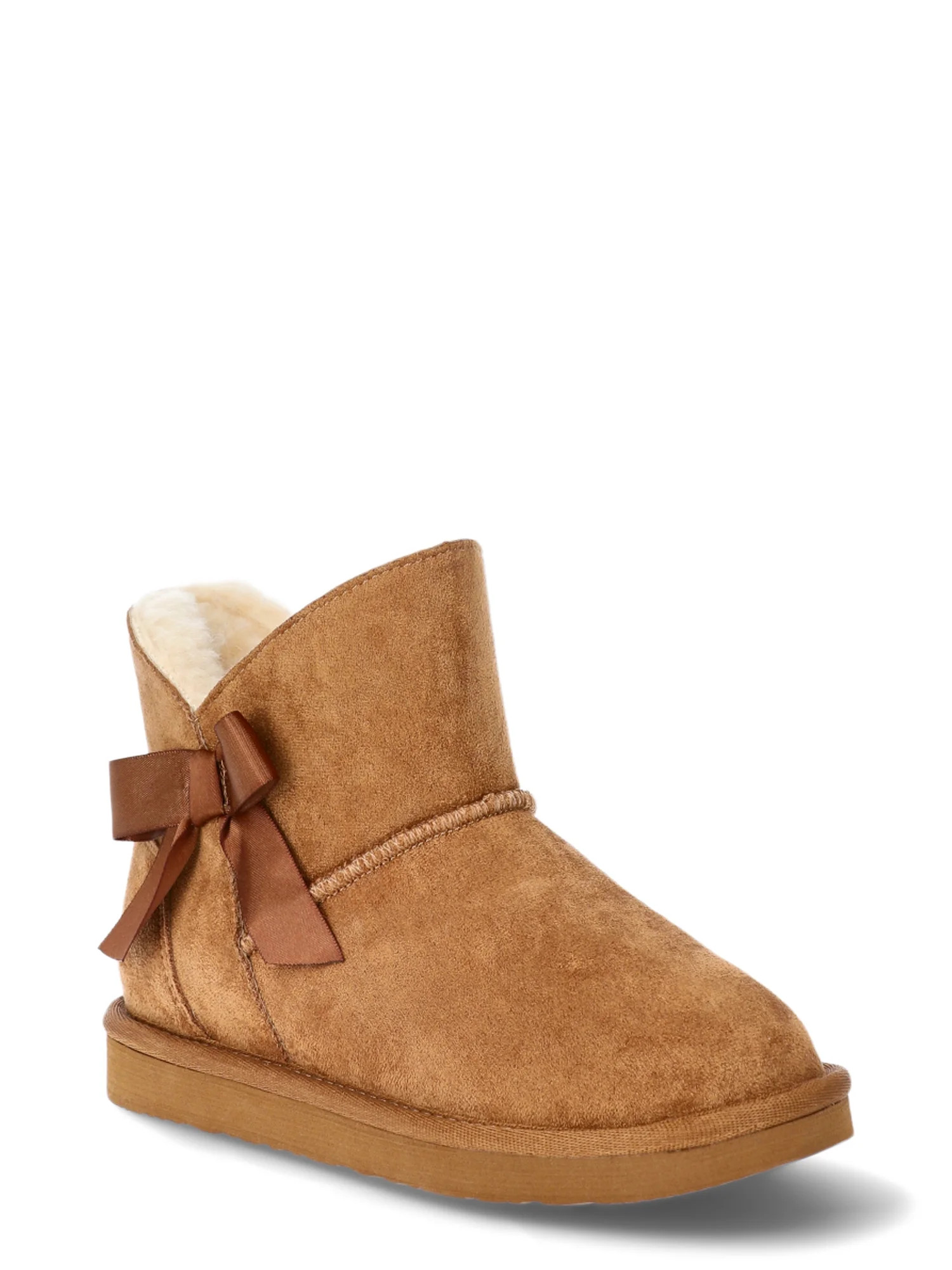 Pawz Little & Big Girls Faux Suede Shearling Bow Boots - Walmart.com | Walmart (US)