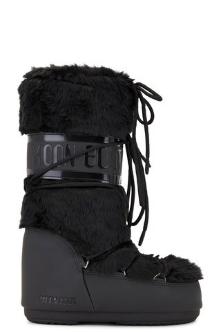 MOON BOOT Icon Classic Faux Fur Boot in Black - Black. Size 39/41 (also in 35/38). | FWRD 