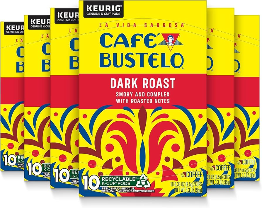 Café Bustelo Dark Roast Coffee, 10 Ct. K-Cup pods (Pack of 6) | Amazon (US)