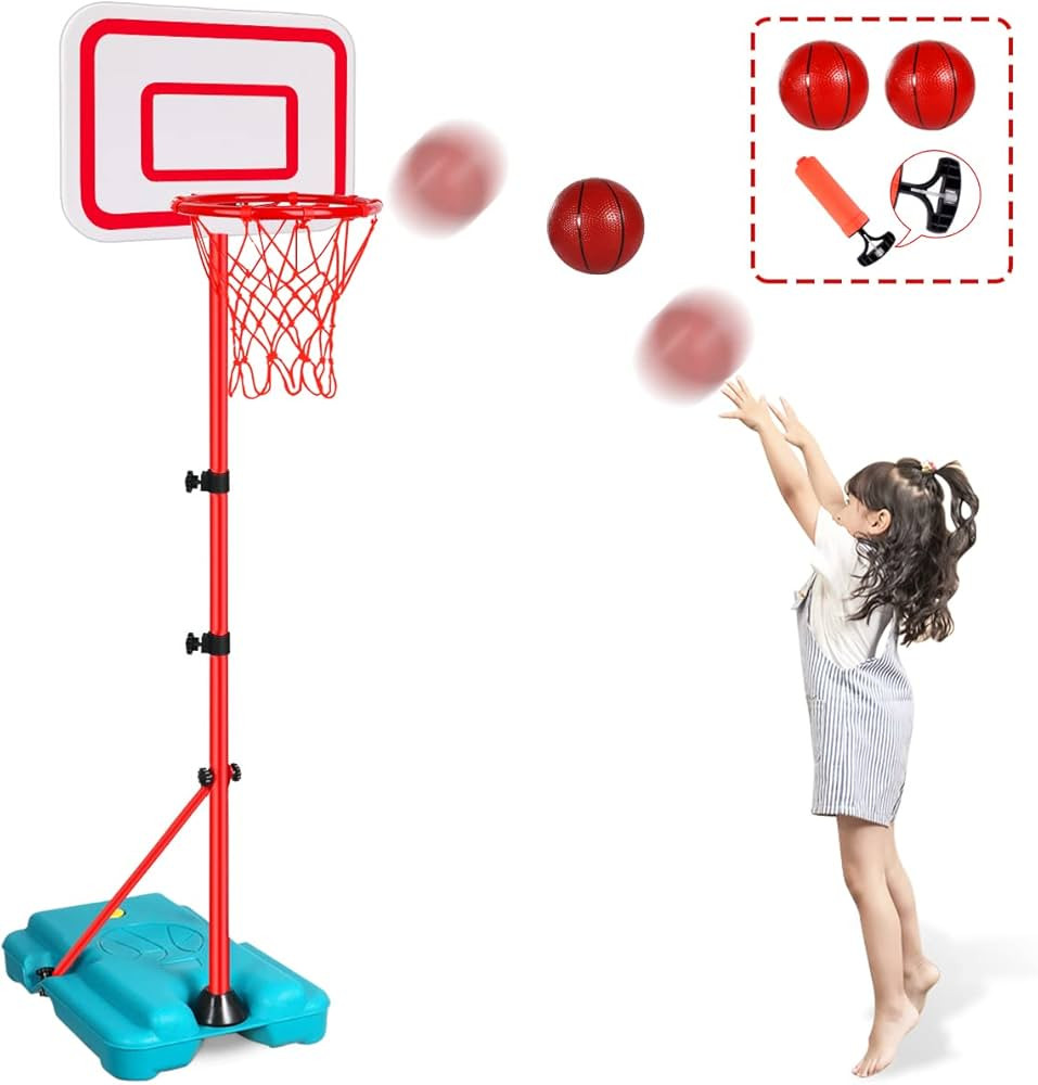 Kids Basketball Hoop Adjustable Height 2.9 ft-6.2 ft Toddler Basketball Hoop for Kids Indoor Outd... | Amazon (US)