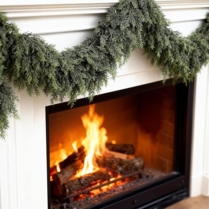1 Pcs 6 FT Real Touch Cedar Garland, Artificial Realistic Thick Christmas Greenery Faux Cedar Gar... | Amazon (US)