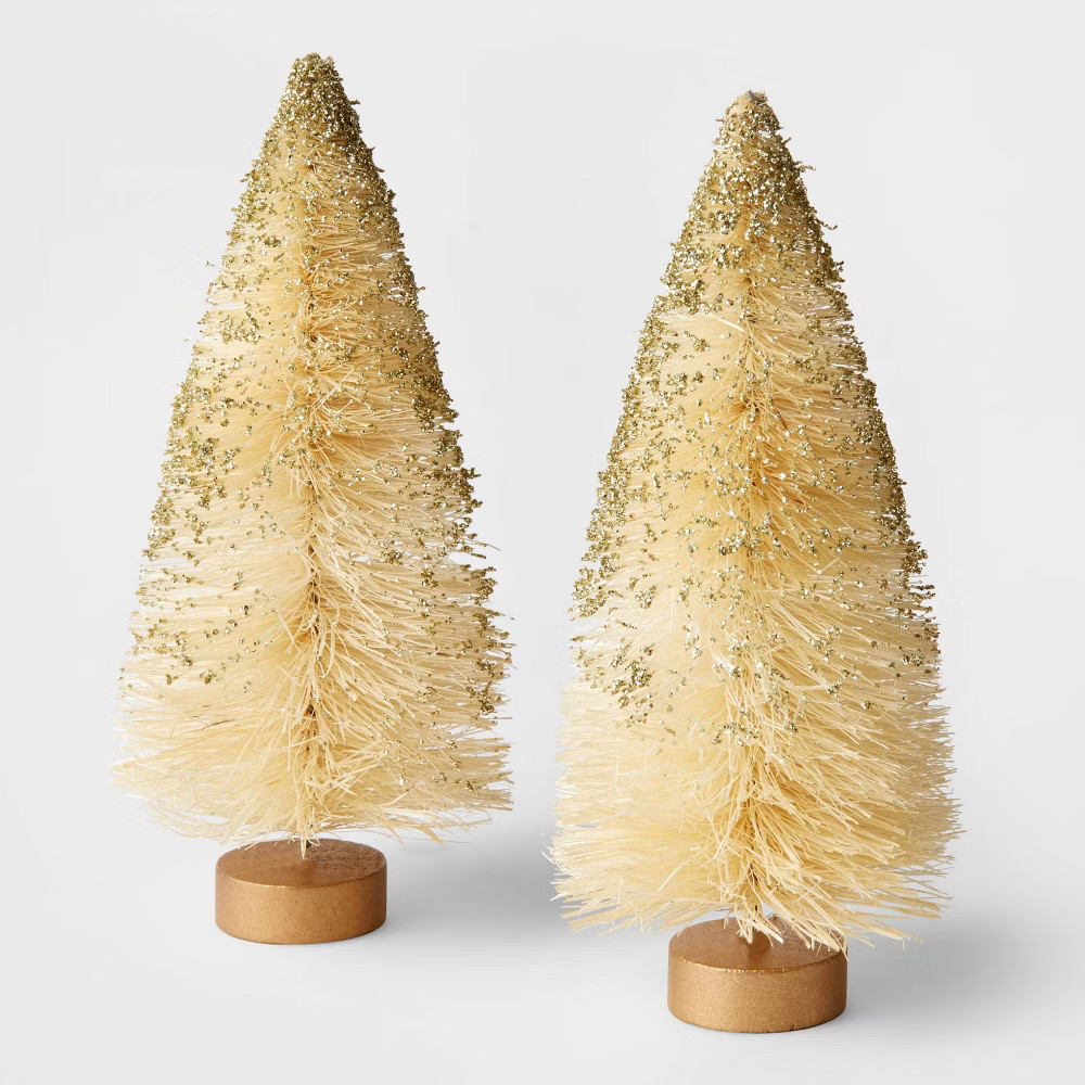 2pc 6"" Decorative Sisal Bottle Brush Tree Set Natural - Wondershop | Target