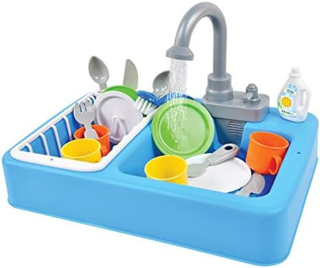 Sunny Days Entertainment Kitchen Sink Play Set with Running Water – 20 Piece Pretend Play Toy f... | Amazon (US)