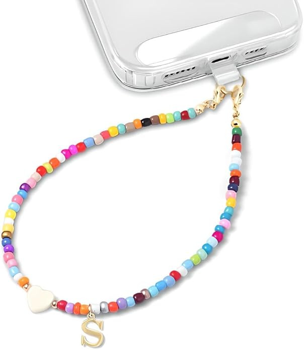 Personalized Colorful Initial Letter Phone Charm for Girls Beaded Cellphone Chain Wrist Strap for... | Amazon (US)