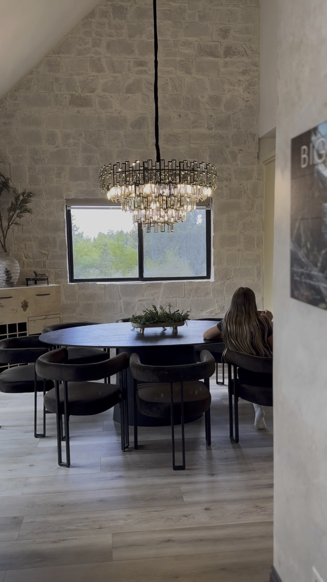 Working on our cabin dining room. Stone wall is Rock Ridge ALAMO SANDSTONE RANDOM LEDGER PANEL with white grout, both from Floor & Decor. 



#LTKHome