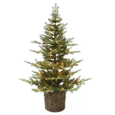 Bee & Willow™ Home 5-Foot Pre-Lit Christmas Basket Tree with Clear Lights | Bed Bath & Beyond | Bed Bath & Beyond