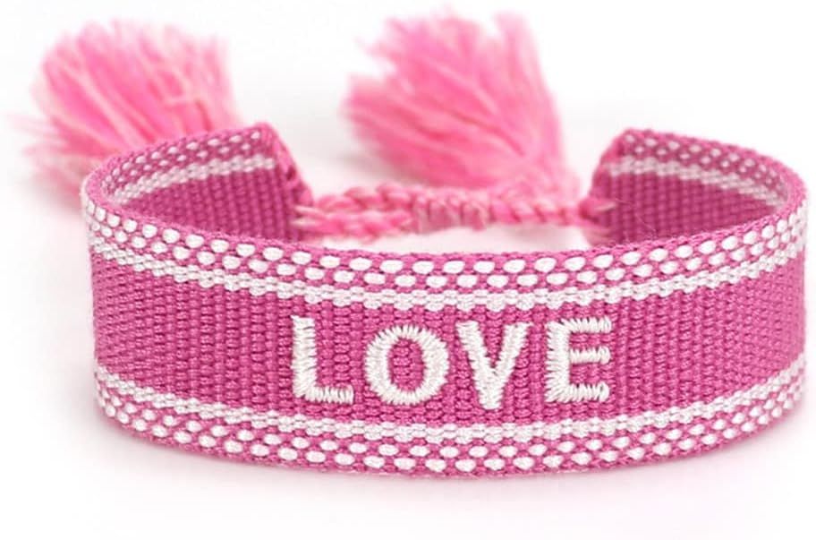 Yixinjew Knitted Love Hope Happiness Dream Wrap Tassel Bracelets for Women Girls | Amazon (US)