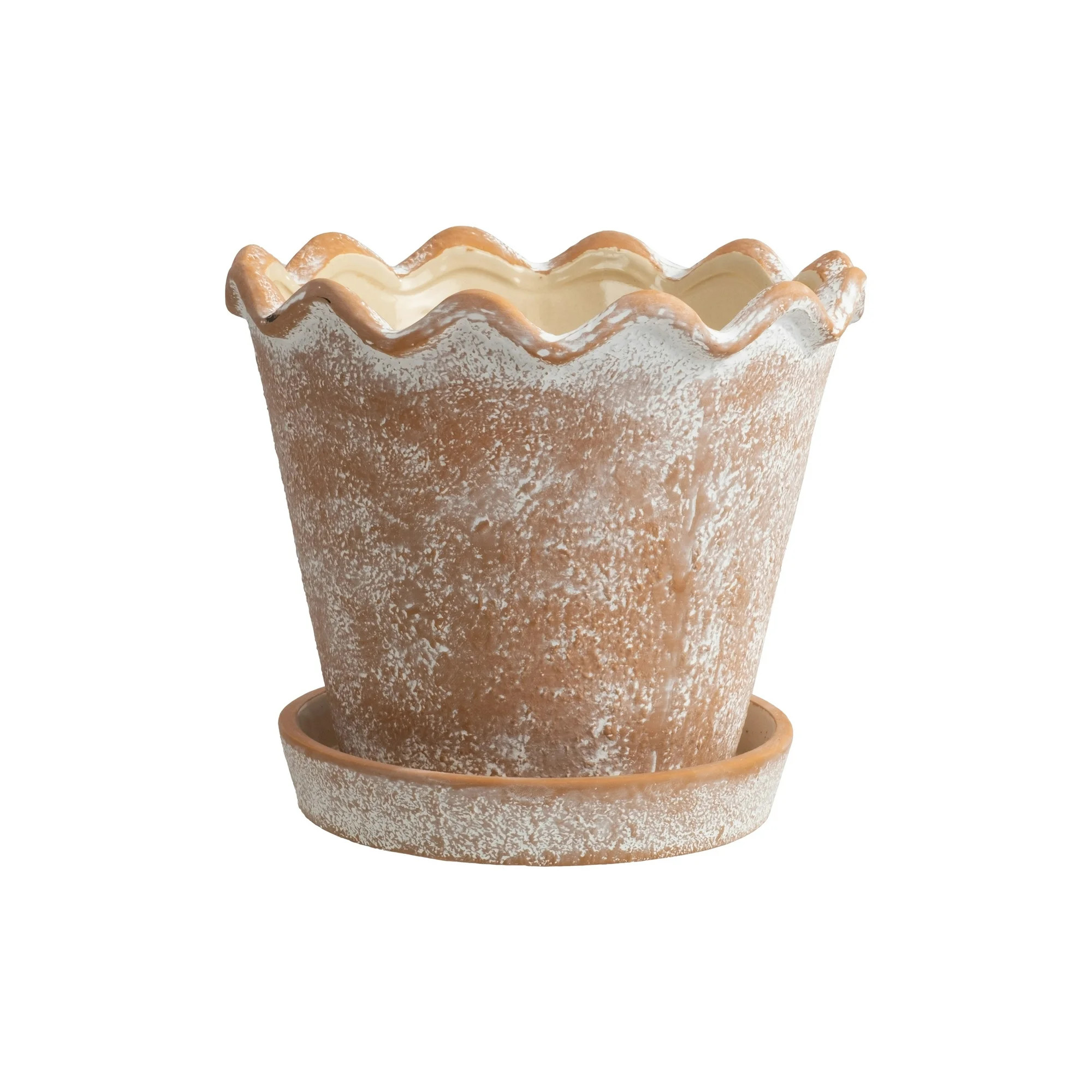 My Texas House 8" Wave Terracotta Ceramic Planter Pot, Indoor & Outdoor Use | Walmart (US)