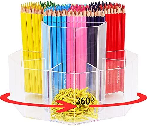 SUTTREE Colossal Caddy Acrylic Rotating Art Supply Organizer, Rotating Pencil Holder For Desk –... | Amazon (US)