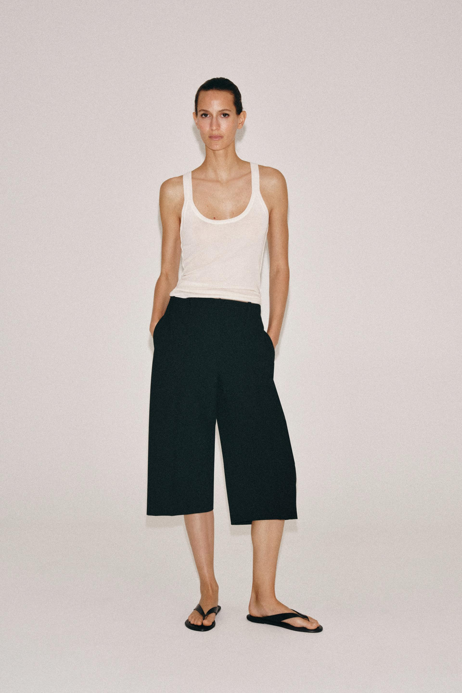 Zara - Zw Collection Straight Darted Bermuda Shorts - Beige - S - Woman | Zara US