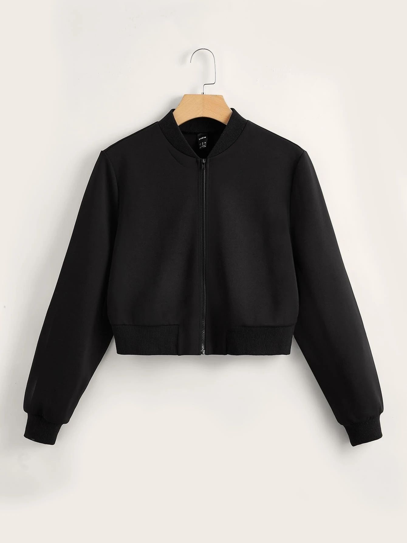 EMERY ROSE Solid Zip Up Bomber Jacket | SHEIN
