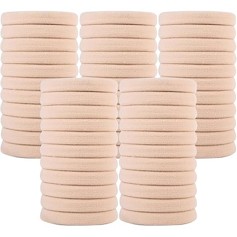 Bessrung 100 Pcs Thick Seamless Tan Hair Ties, Ponytail Holders Hair Accessories No Damage for Th... | Amazon (US)