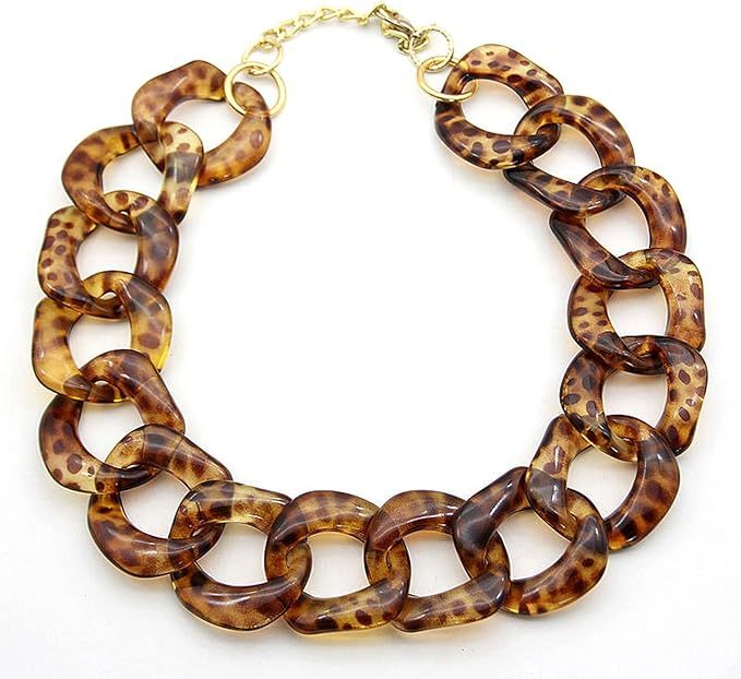 Necklaces for Women Acrylic Tortoise Link Necklace Leopard Print Metal Resin Chain Link Acetate C... | Amazon (US)