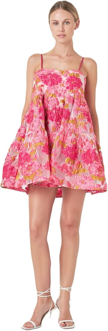 endless rose Organza Floral Mini Dress, Pink, M at Amazon Women’s Clothing store | Amazon (US)