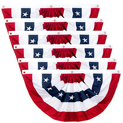 American Patriotic Bunting Flag, American Flag Bunting1.5x3Ft for Outside, Decoration Flags, Patriotic Half Fan Bunting Flag with Brass Grommets for 4th of July Indoor Outdoor Decorations (Set of 6) | Amazon (US)