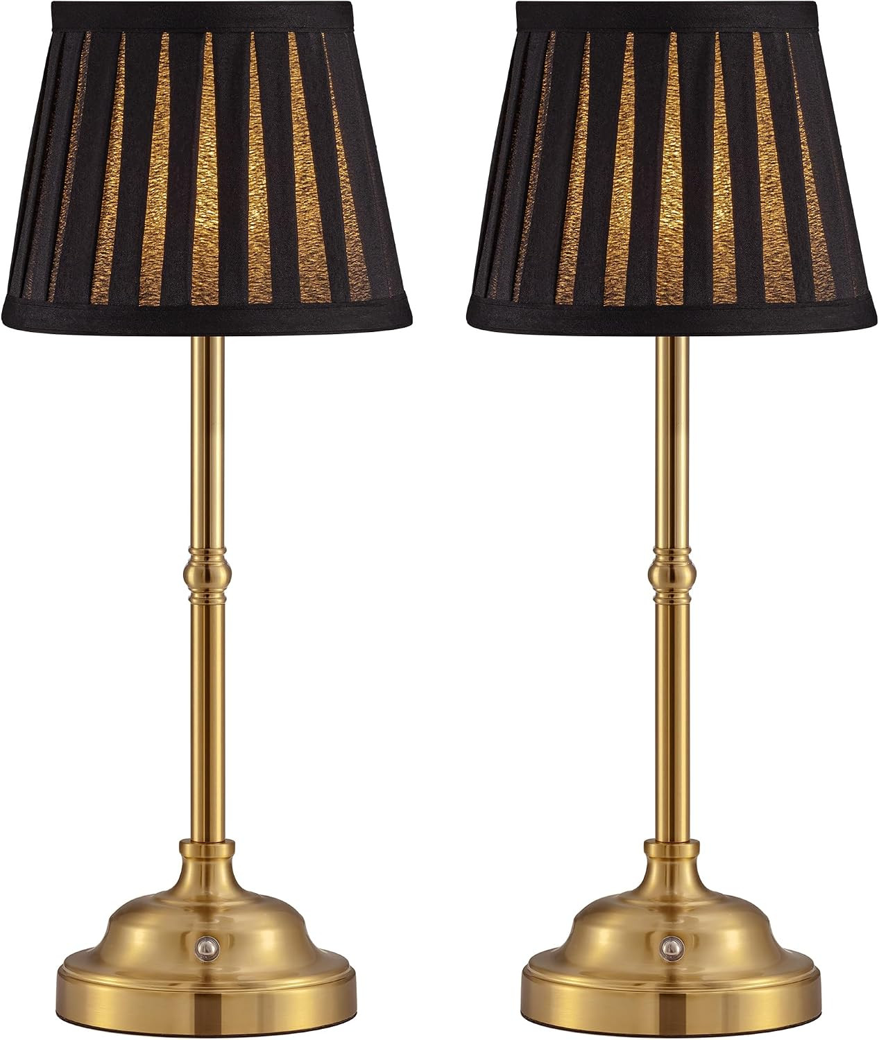 KDG Gold Cordless LED Table Lamps Set of 2, Red Fabric Shade Desk Lamps | Amazon (US)