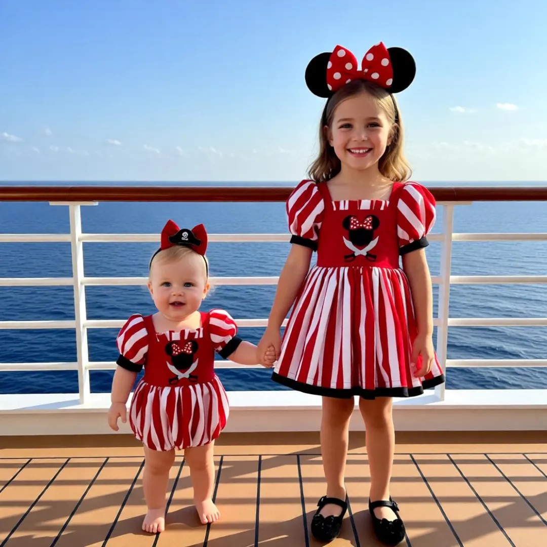 Disney Cruise Pirate Night Outfit – Sister Set – Romper Dress – Pirate Minnie Embroidered ... | Etsy (US)