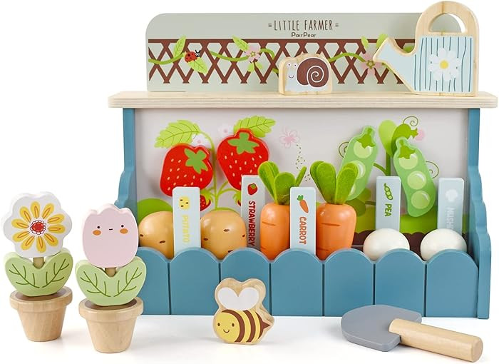 PairPear Montessori Wooden Vegetable Matching Toy – Play Food Garden Set for Toddlers 3+, Presc... | Amazon (US)
