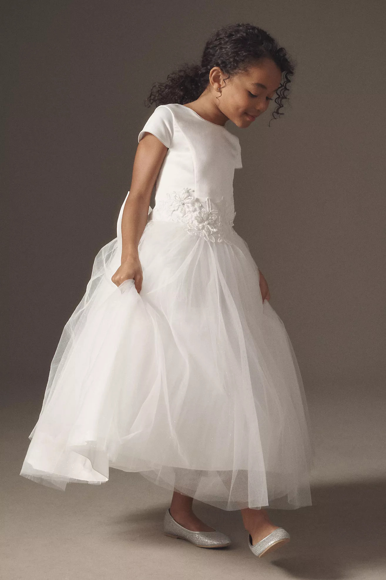 Princess Daliana 3D Floral Appliqué Drop-Waist Flower Girl Dress | Anthropologie (US)