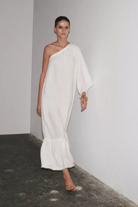 ZW COLLECTION 100% LINEN ASYMMETRIC DRESS | Zara UK