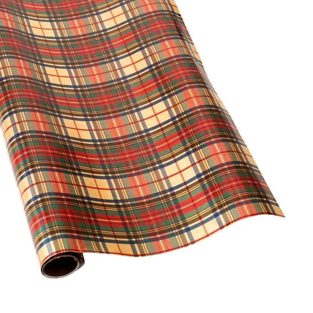 Caspari Dress Stewart Tartan Gift Wrapping Paper on Gold Foil - One 30 in. x 6 ft. Roll | Amazon (US)