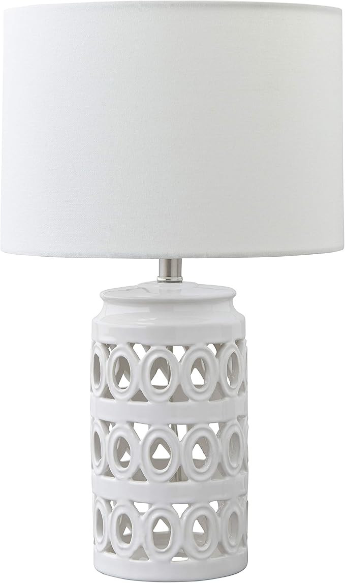 Amazon Brand – Stone & Beam Ceramic Geometric Cut-Out Table Desk Lamp With LED Light Bulb, 18.3... | Amazon (US)