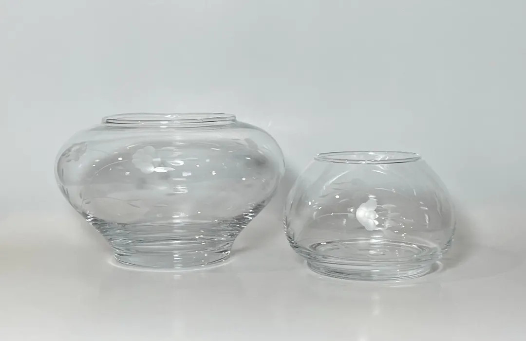 Set of Two Vintage Princess House Etched Crystal Vases - Vintage Bowl Vase - MCM Decor - Etsy | Etsy (US)
