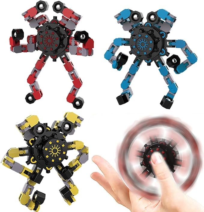 3Pcs Fidget Spinners,DIY Deformable Robot Fingertip Toys,Decompression Spinner,Deformable Creativ... | Amazon (US)