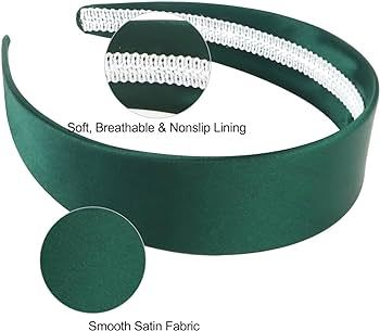 Wecoe Satin Headband Women 1.6 Inch Wide Silk Headband Dark Green Headband Non Slip Fashion Plain... | Amazon (US)