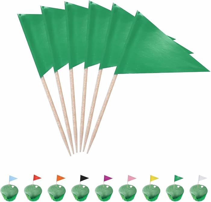 100 Pieces Green Pennant Toothpick Flags Mini Triangle Cheese Markers Food Labels for Cocktail Fr... | Amazon (US)