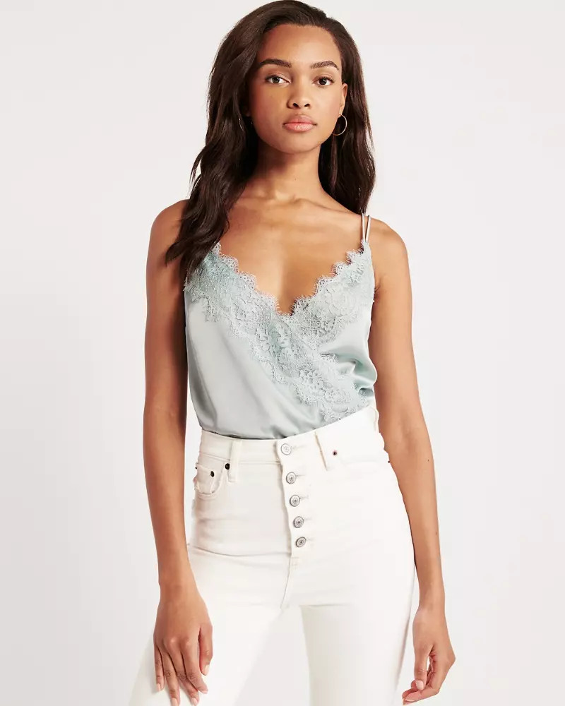 Wrap-Front Lace Cami Bodysuit | Abercrombie & Fitch US & UK