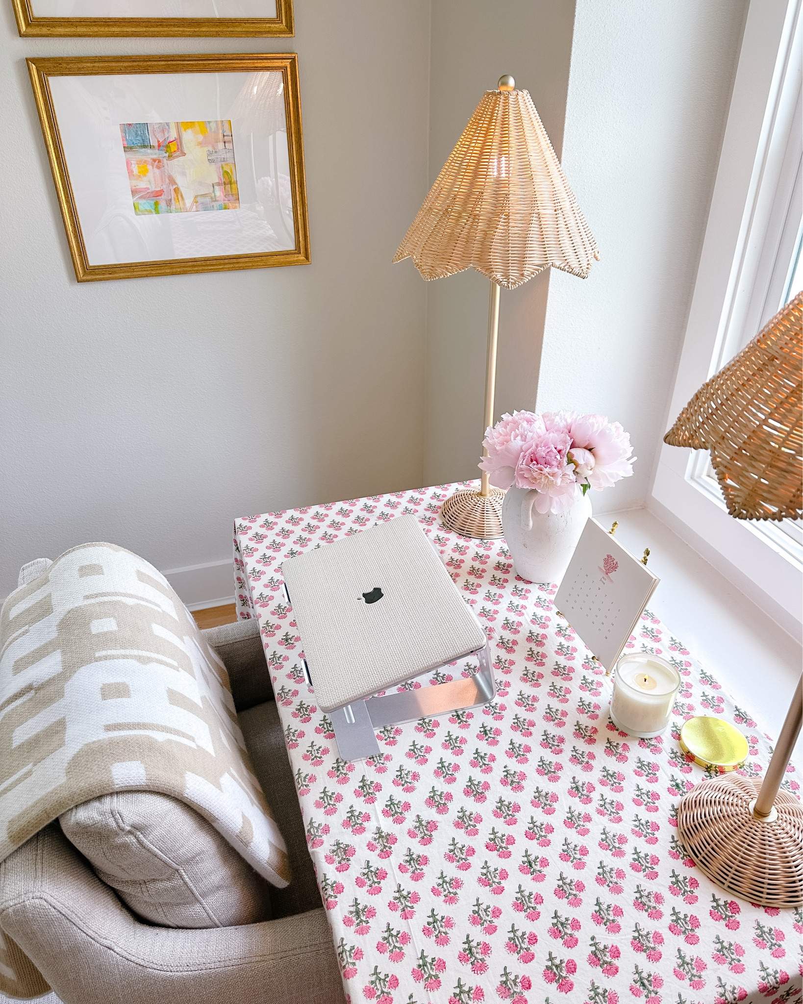 Items in my home office and where they are from! Linked what I could 🥰 wicker lamps are from HomeGoods and artwork is by my mom!

Home office // office rug // ikea closet // closet // office 