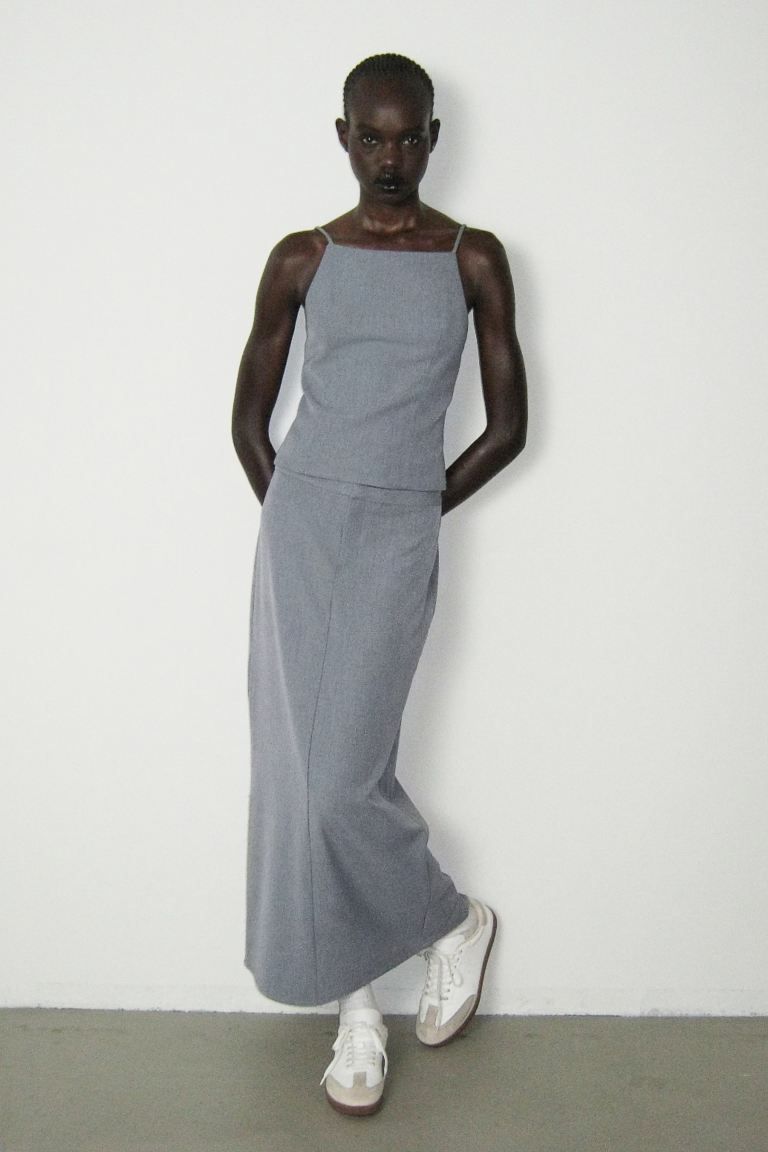 Dressy Twill Maxi Skirt - Gray - Ladies | H&M US | H&M (US + CA)