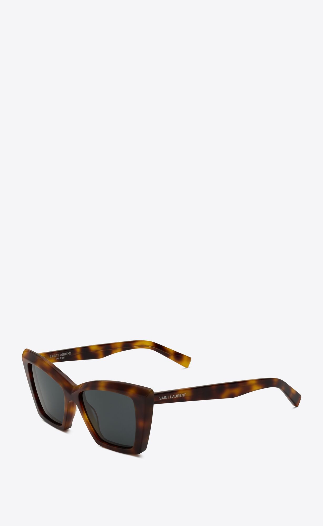 squared cat-eye sunglasses with tortoiseshell acetate frames and nylon lenses. | Saint Laurent Inc. (Global)