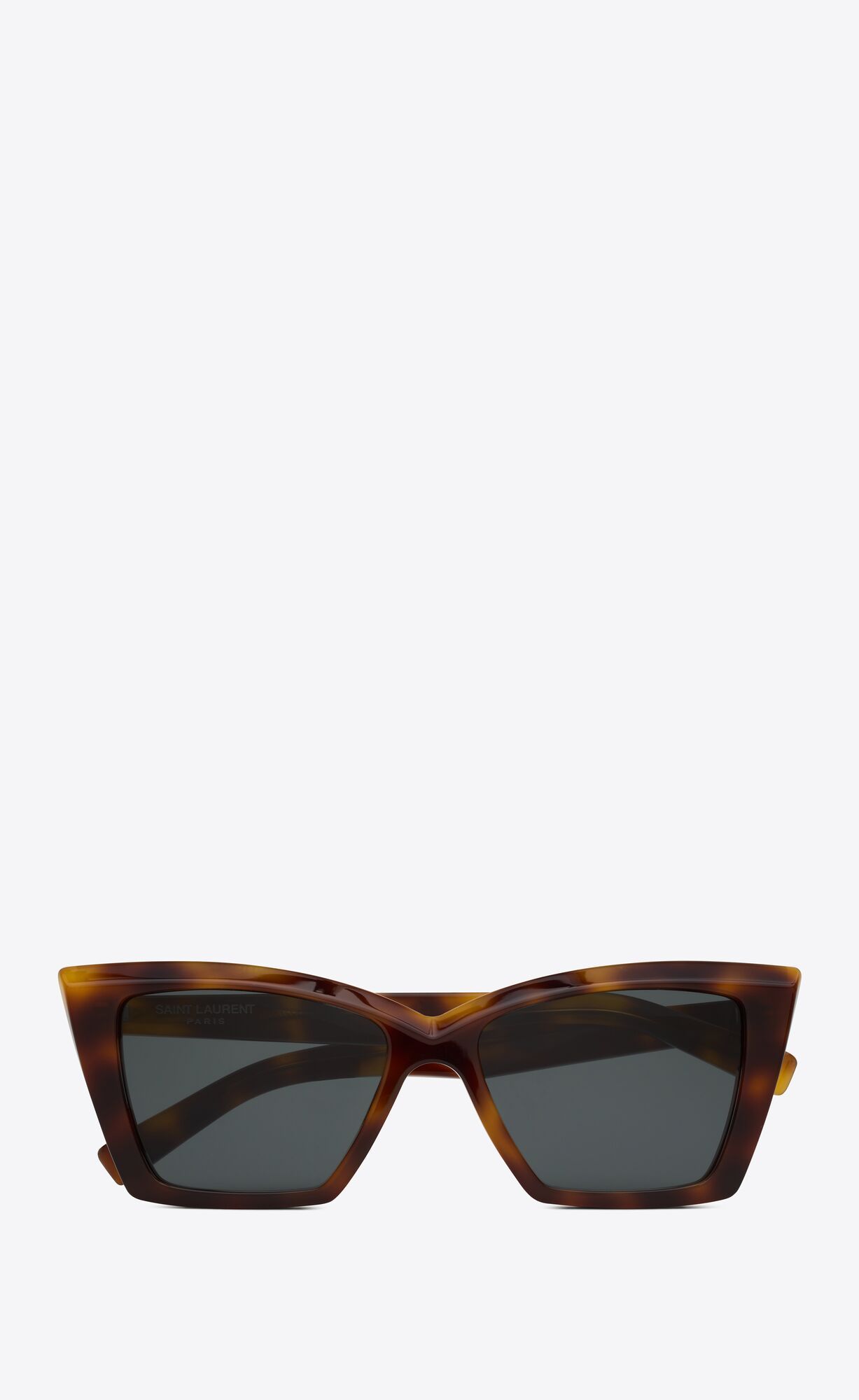 squared cat-eye sunglasses with tortoiseshell acetate frames and nylon lenses. | Saint Laurent Inc. (Global)