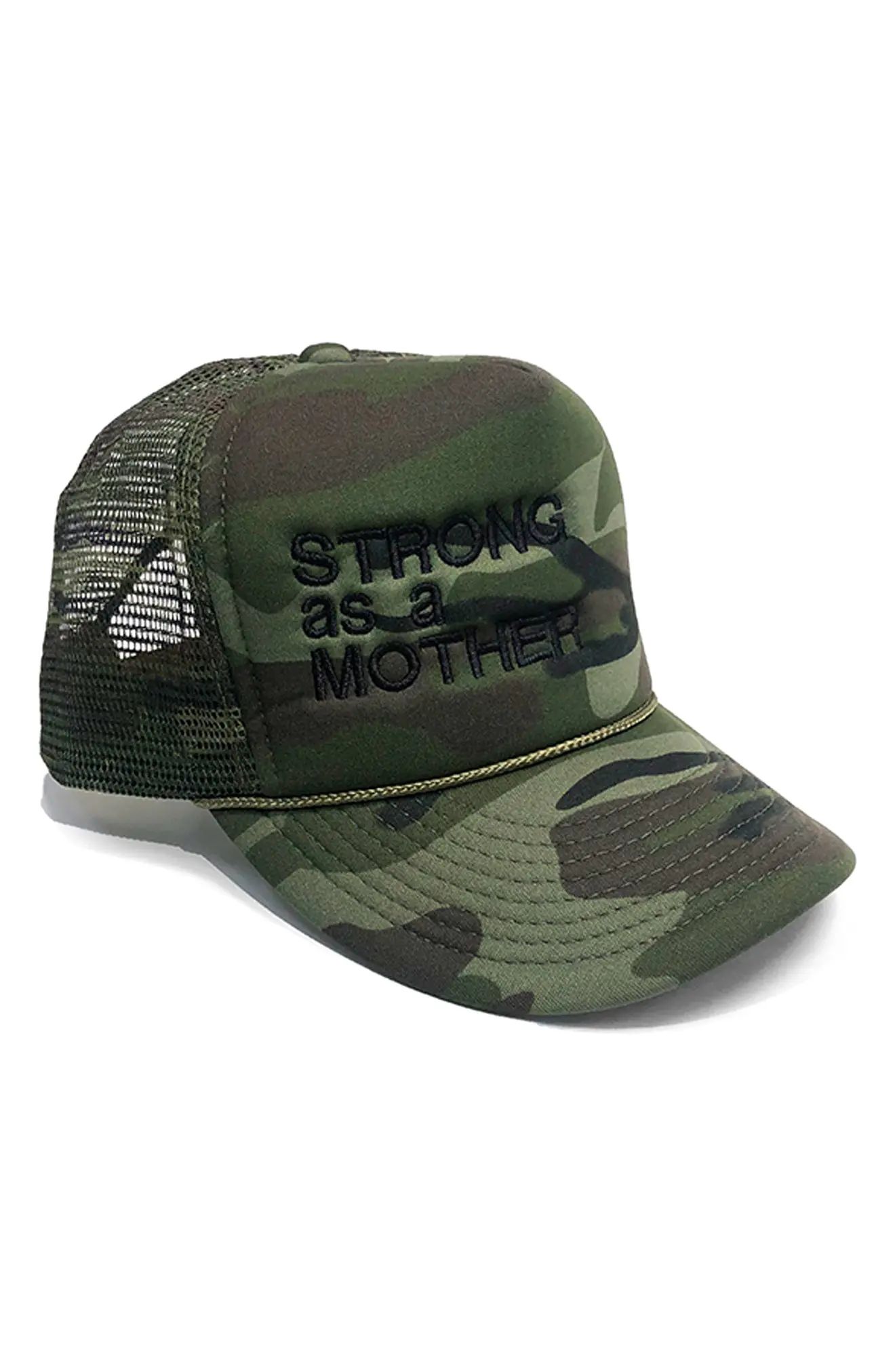 Women's Bun Maternity Strong As A Mother Trucker Hat - Green | Nordstrom