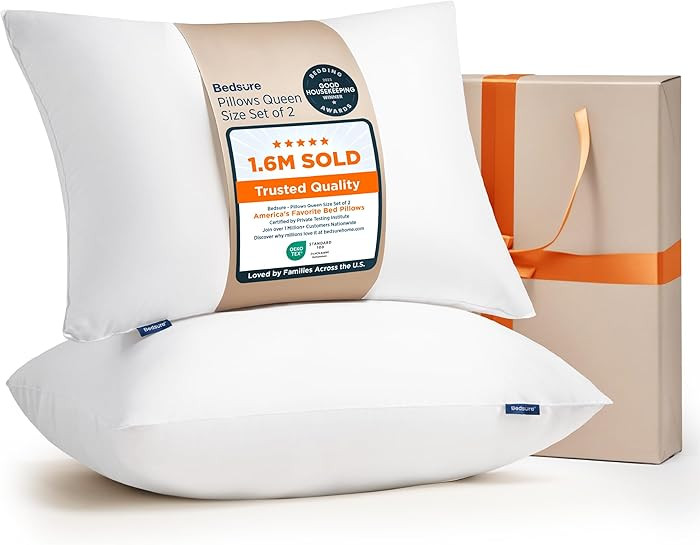 Bedsure Pillows Queen Size Set of 2 - Hotel Collection Bed Pillows for Sleeping, with Down Altern... | Amazon (US)
