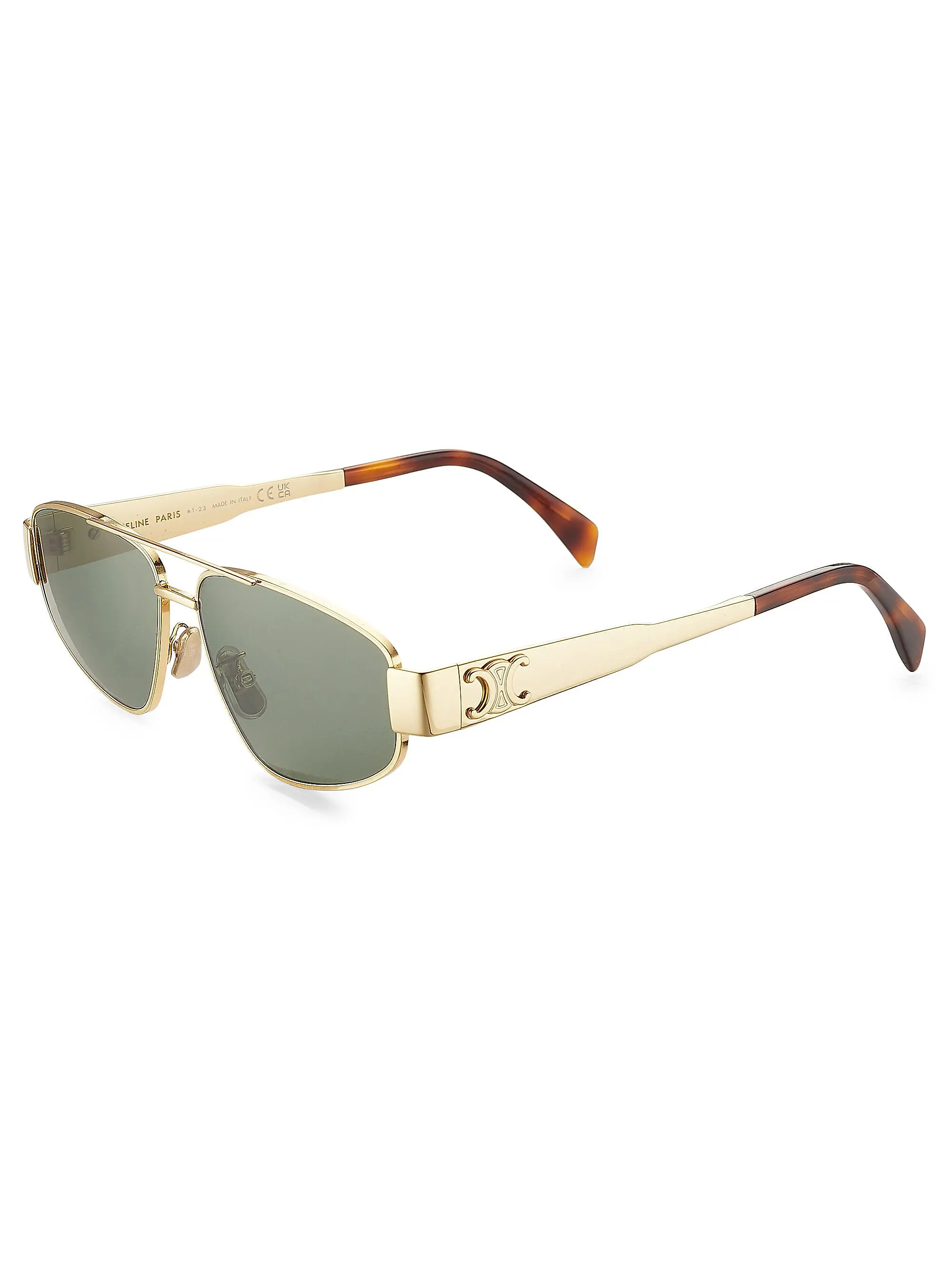 CELINE Metal Triomphe 57MM Pilot Sunglasses | Saks Fifth Avenue | Saks Fifth Avenue